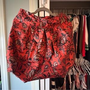 Eva Franco Coral Floral Bubble Skirt with Tie Waist